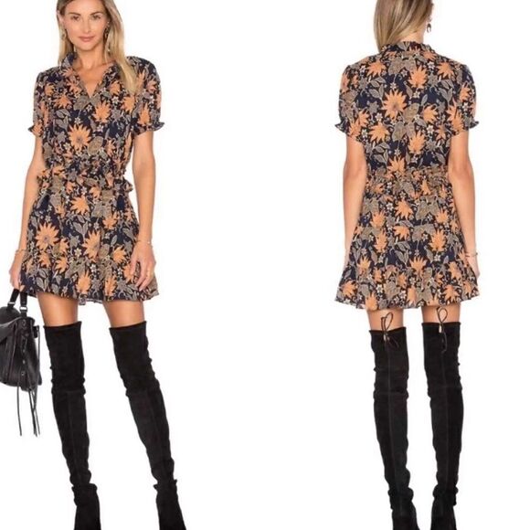 NWT Tularosa bohemian floral ruffle waist Colleen mini dress - Picture 1 of 10